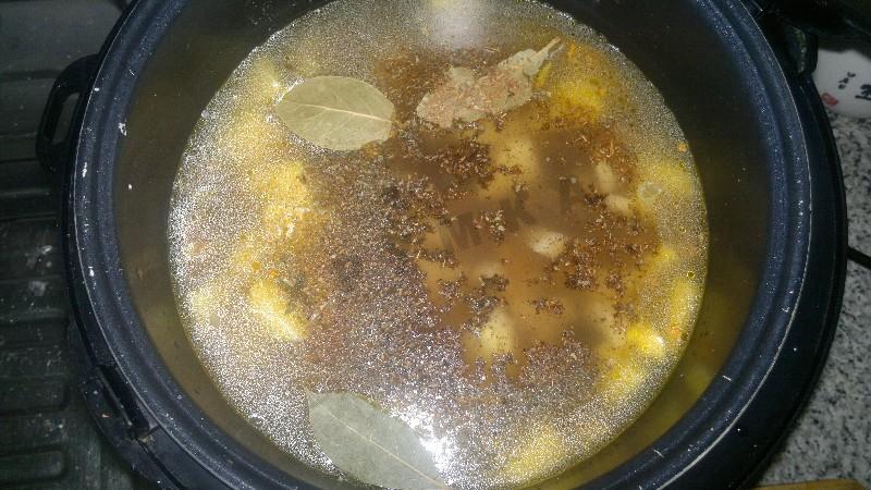 Шаг 5 приготовления Тушеная картошка с легким и грибами в мультиварке