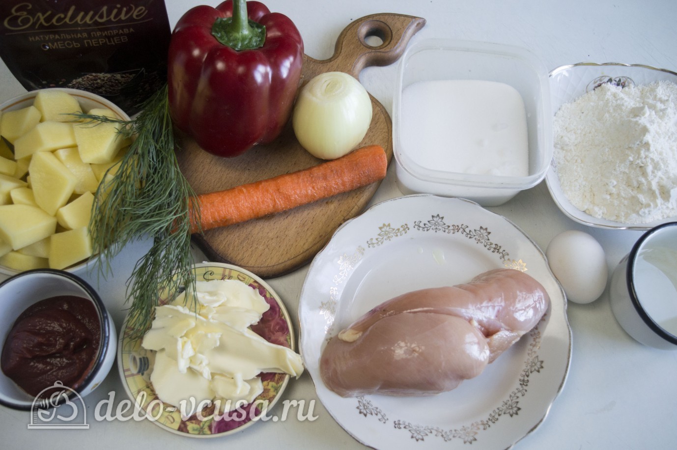 Ингредиенты Нудли с картошкой и мясом Фото ингредиенты Нудли с картошкой и мясом