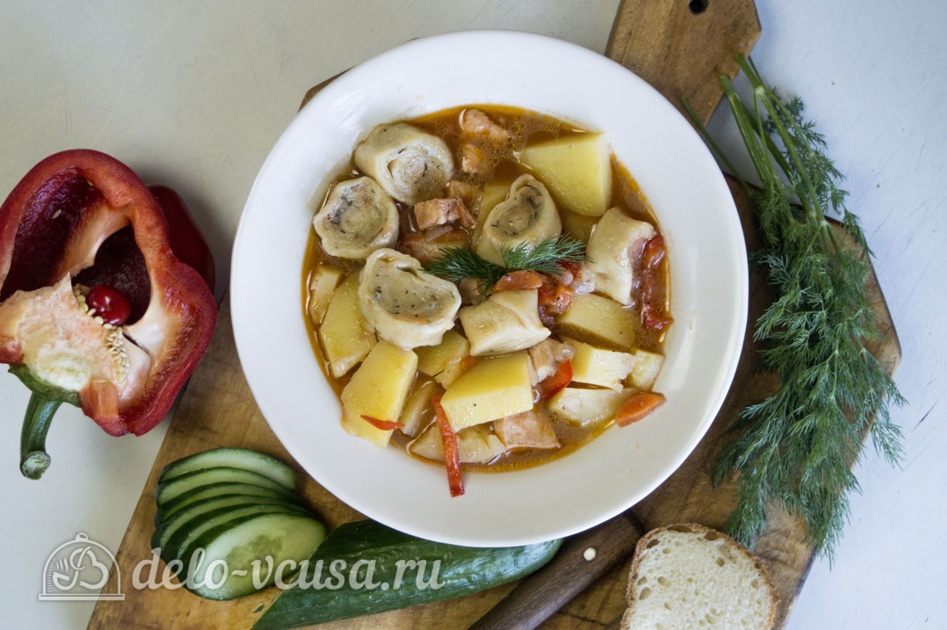 Шаг 14 приготовления Нудли с картошкой и мясом