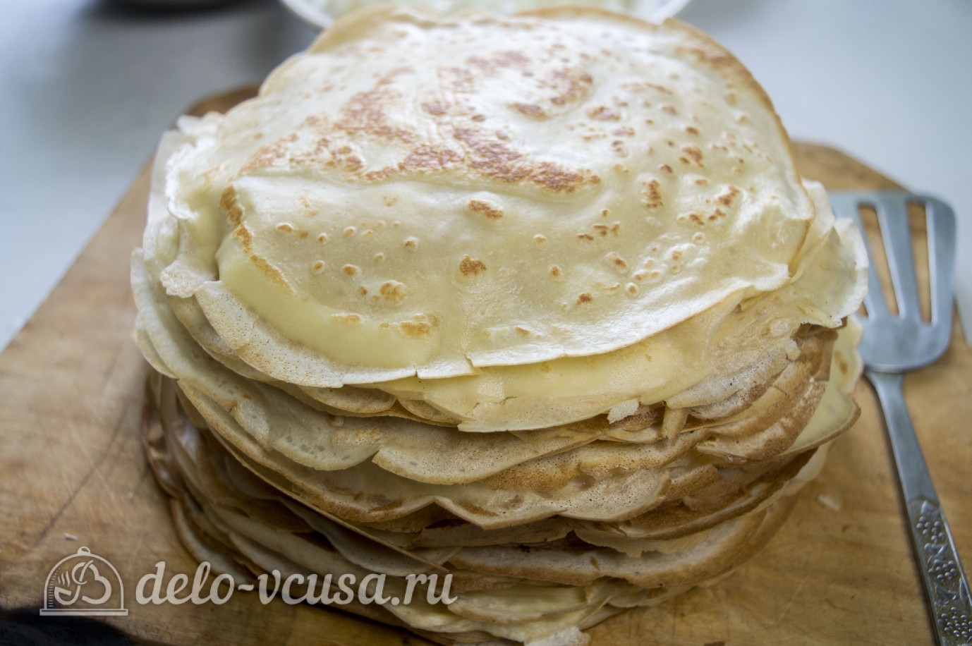 Шаг 8 приготовления Блины с грибами и мясом