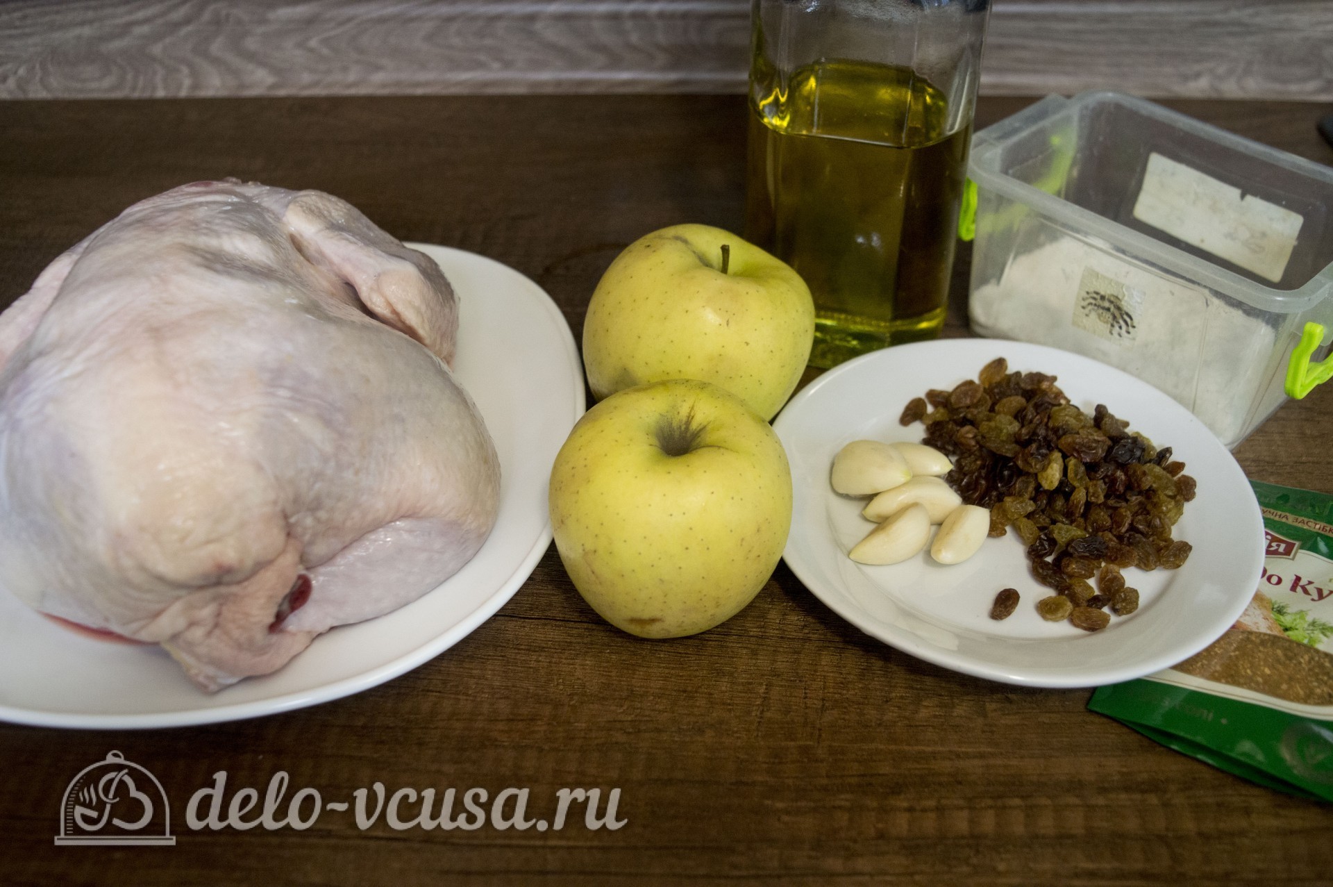 Фото ингредиенты Курица, запеченная с яблоками в духовке