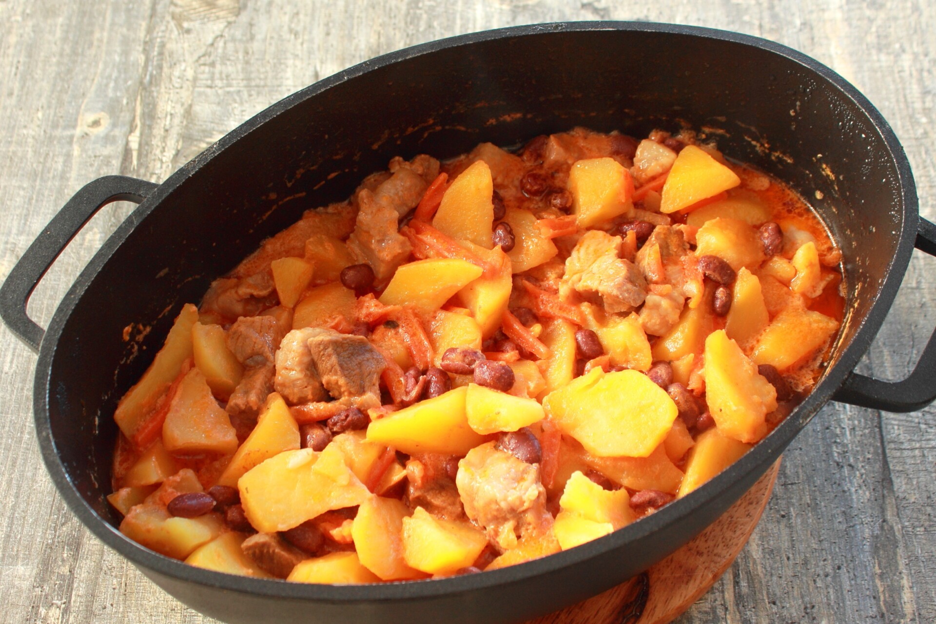 Шаг 9 приготовления Овощное рагу с фасолью и мясом