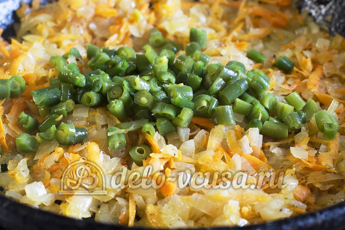 Шаг 6 приготовления Макароны с овощами и грибами