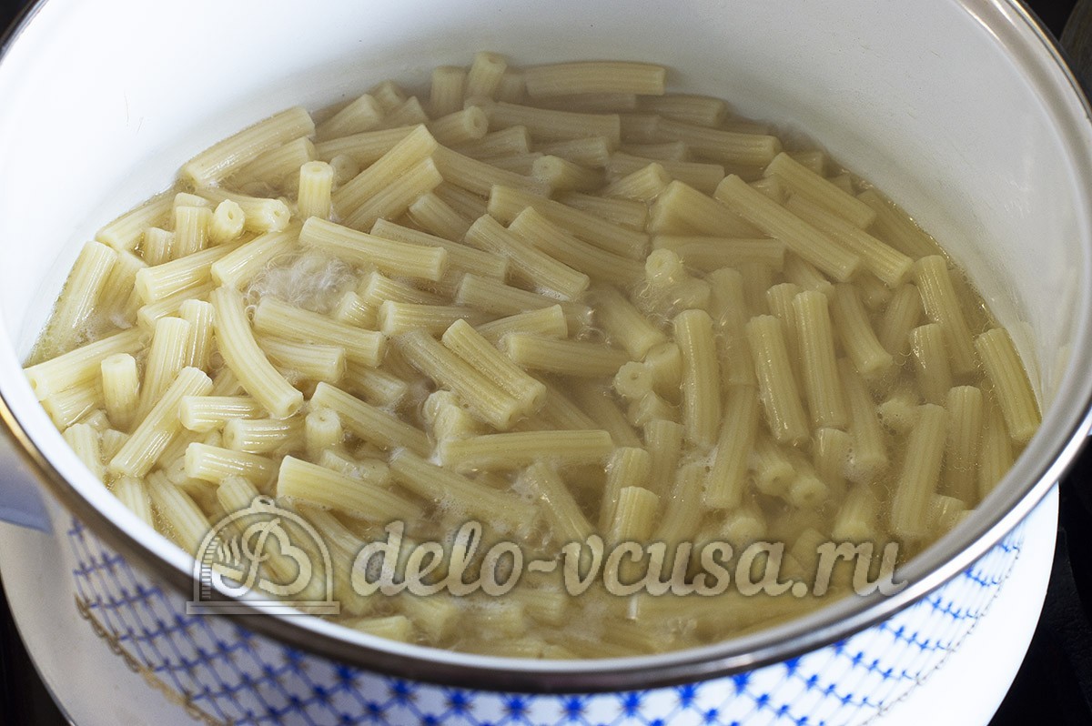 Шаг 8 приготовления Макароны с овощами и грибами