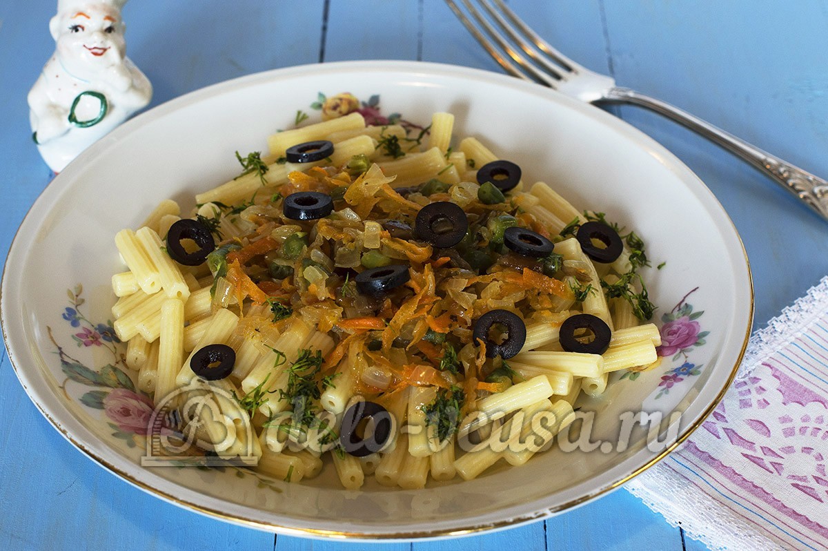 Шаг 9 приготовления Макароны с овощами и грибами