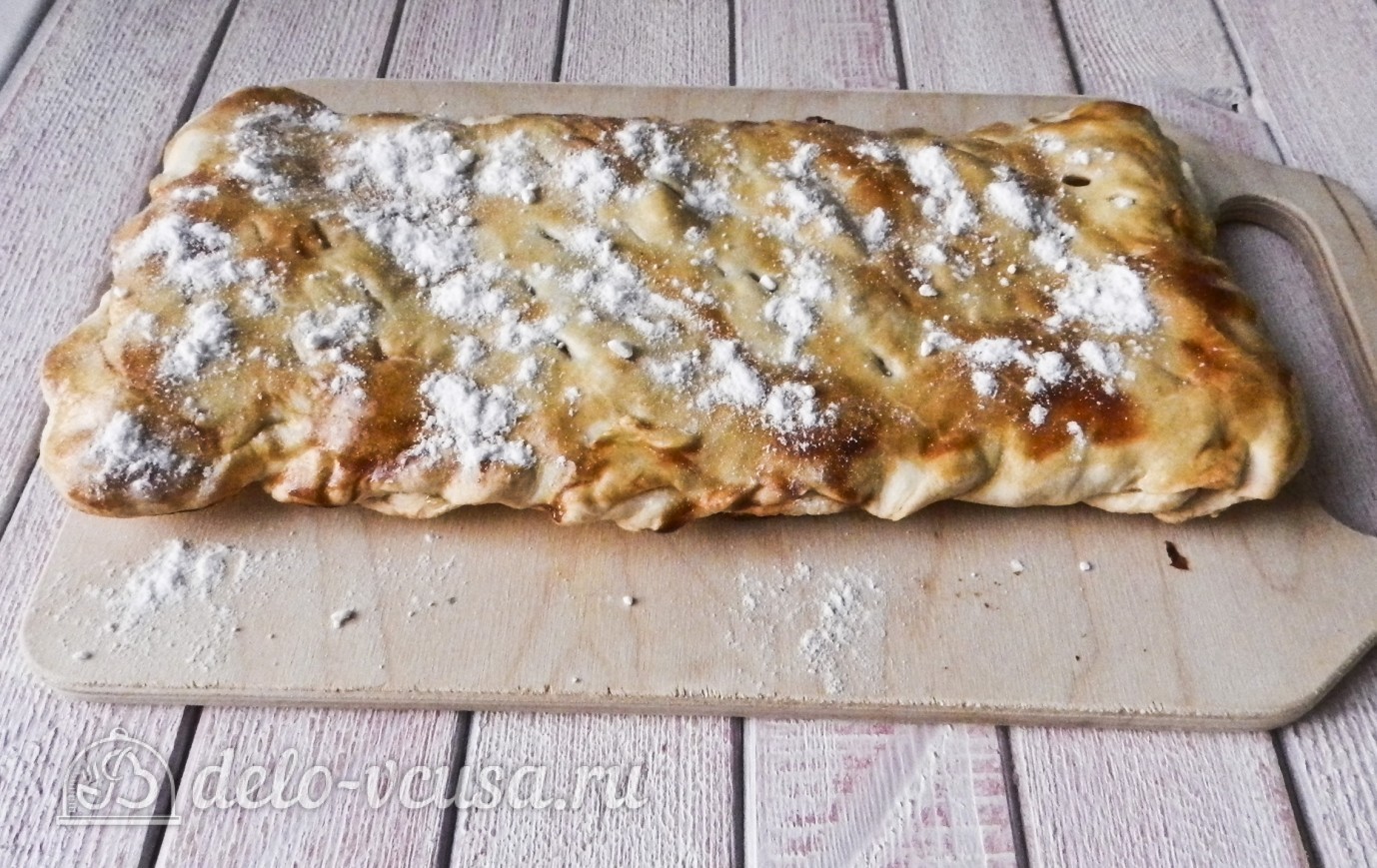 Шаг 15 приготовления Пирог из слоеного теста с персиками