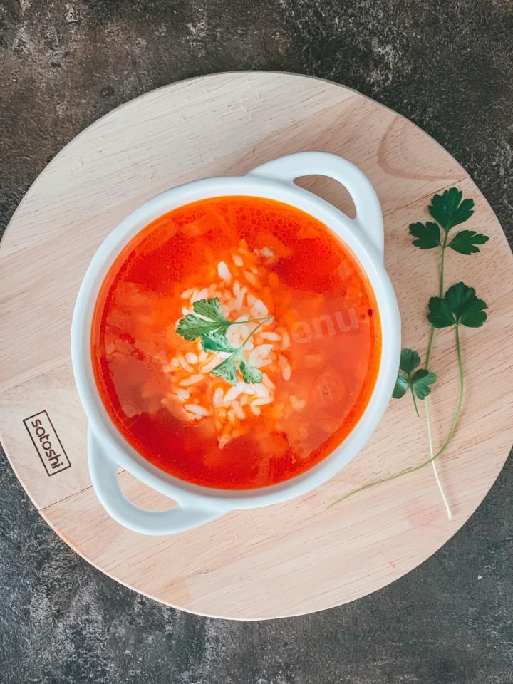 Шаг 11 приготовления Острый томатный суп из говядины с кукурузой, фасолью, соусом