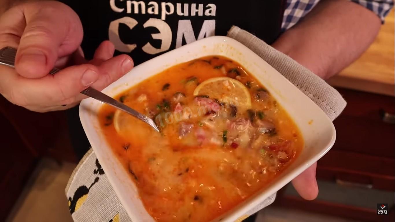 Обложка рецепта Сборная солянка со свининой, говядиной и курицей