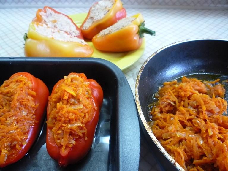 Шаг 4 приготовления Фаршированный перец запеченный в духовке с мясом
