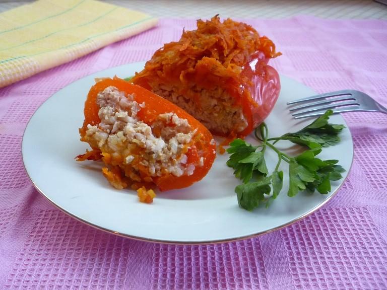 Шаг 6 приготовления Фаршированный перец запеченный в духовке с мясом