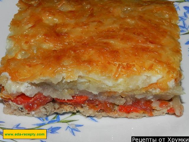 Фото рецепта Запеканка из картошки с сыром и помидорами