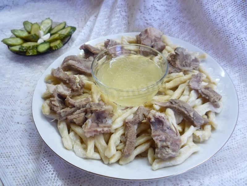 Шаг 12 приготовления Чеченские галушки с мясом