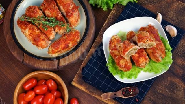 Шаг 21 приготовления Мясные рулеты с сырно-грибной начинкой