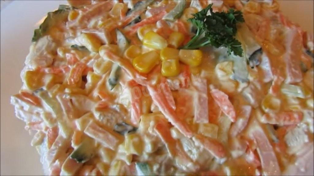 Шаг 4 приготовления Салат с курицей, ветчиной и овощами