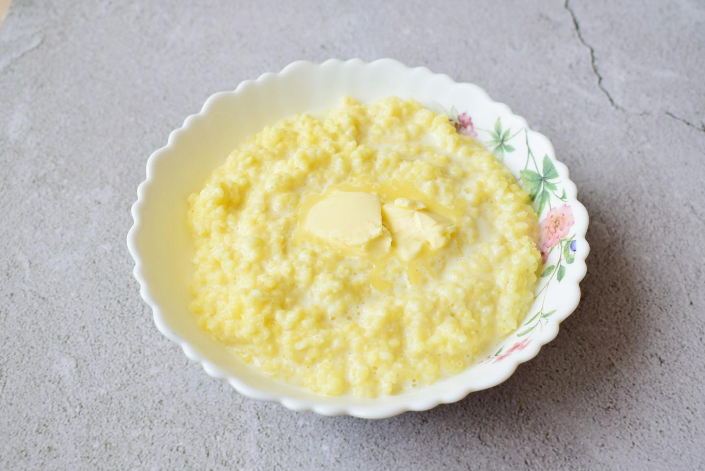 Шаг 8 приготовления Молочная пшенная каша в кастрюле