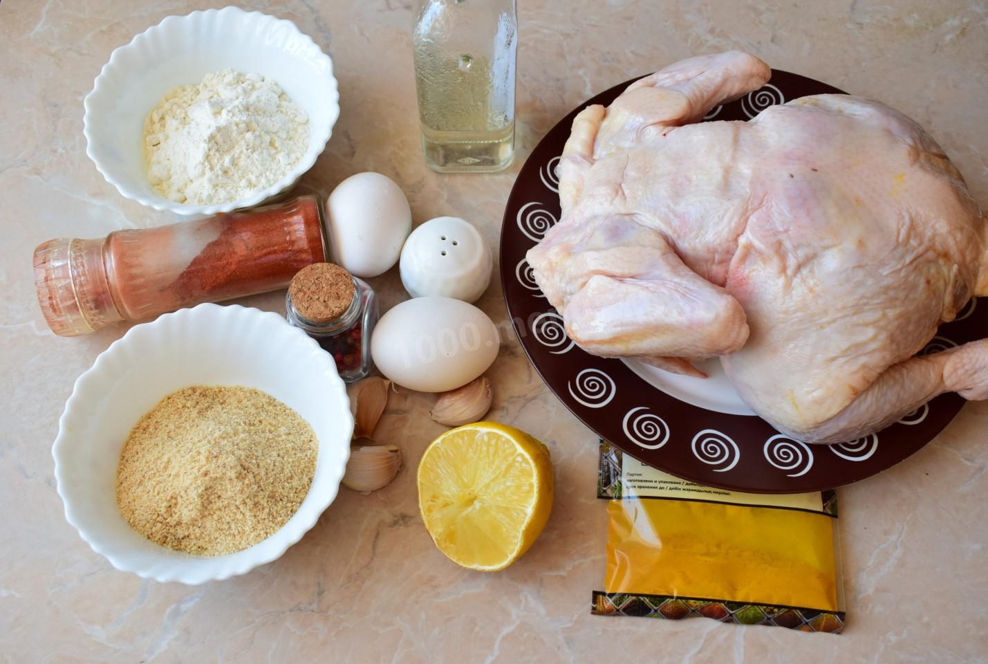 Шаг 1 приготовления Курица в панировочных сухарях на сковороде