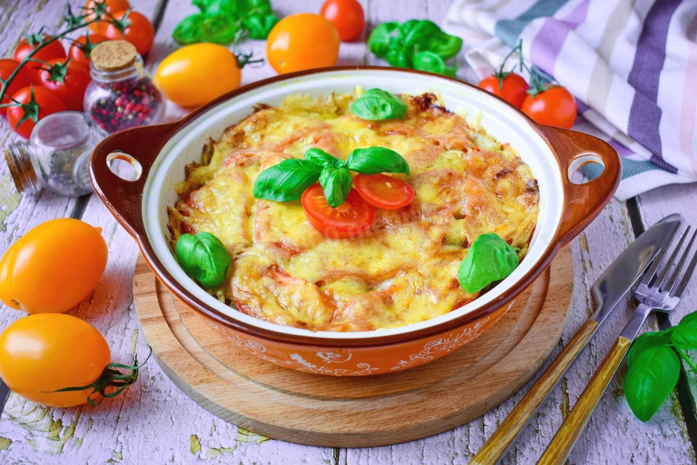 Фото рецепта Мясо свинины под картофельной шубой с сыром в духовке