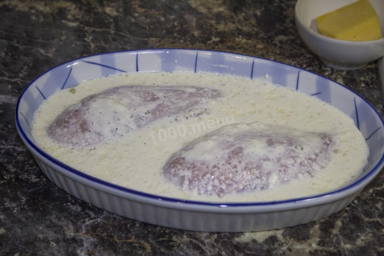 Шаг 8 приготовления Куриная грудка в сливочном соусе в духовке