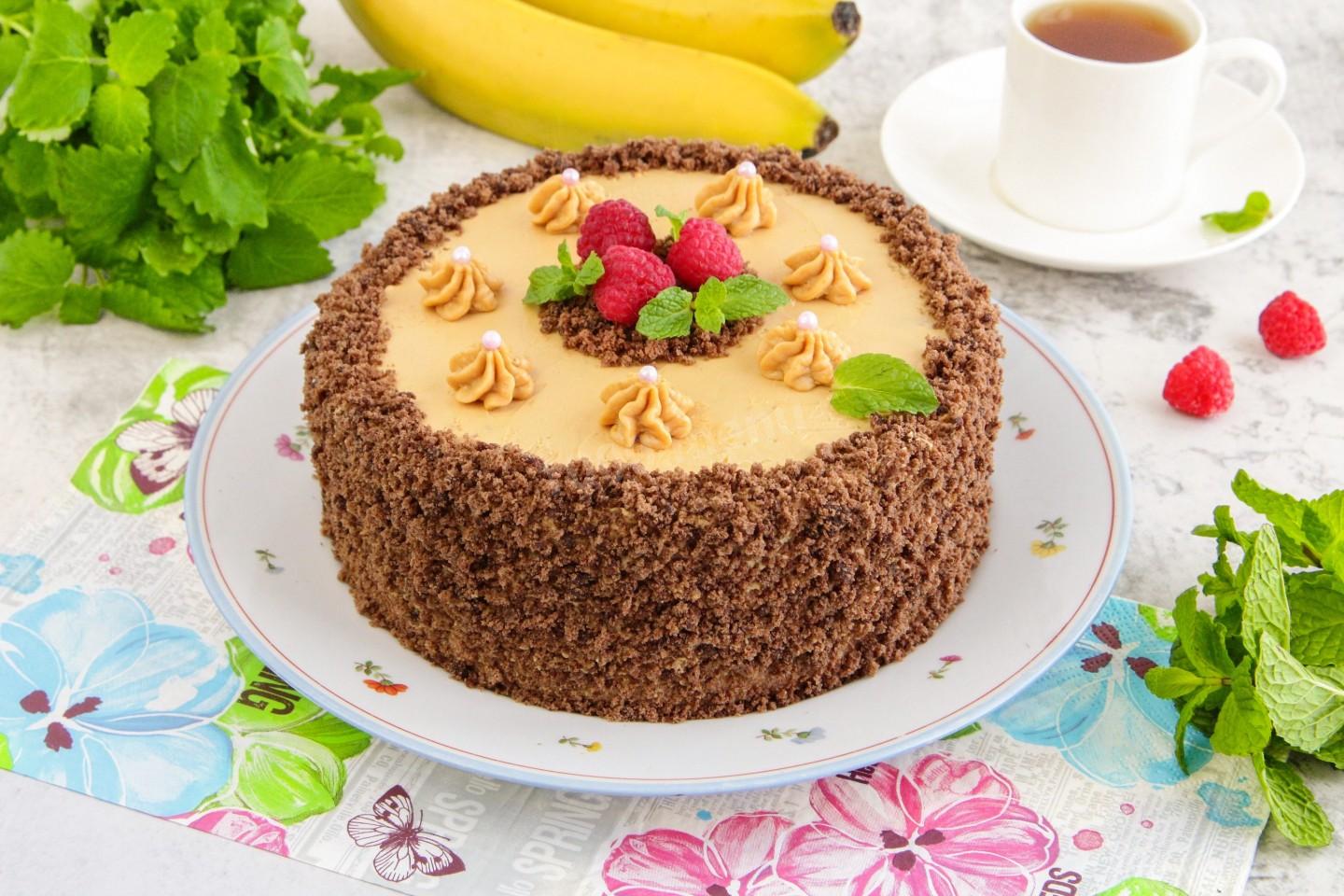 Шаг 24 приготовления Торт с бананом и сгущенкой вареной