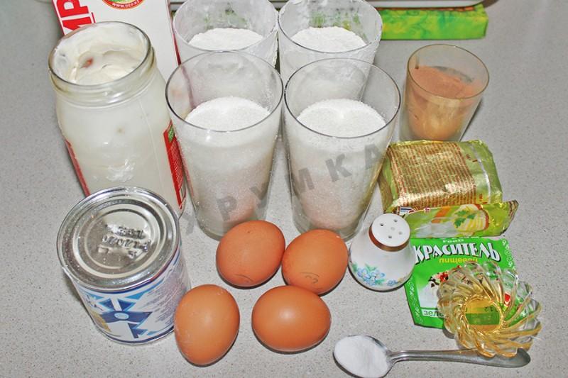 Шаг 1 приготовления Новогодний торт Шишка